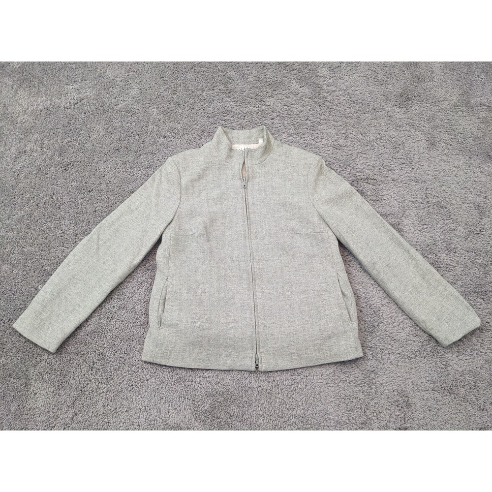 Vintage Tahari Arthur S Levine Blazer Women Size 12 Beige Full Zip Shoulder Pads